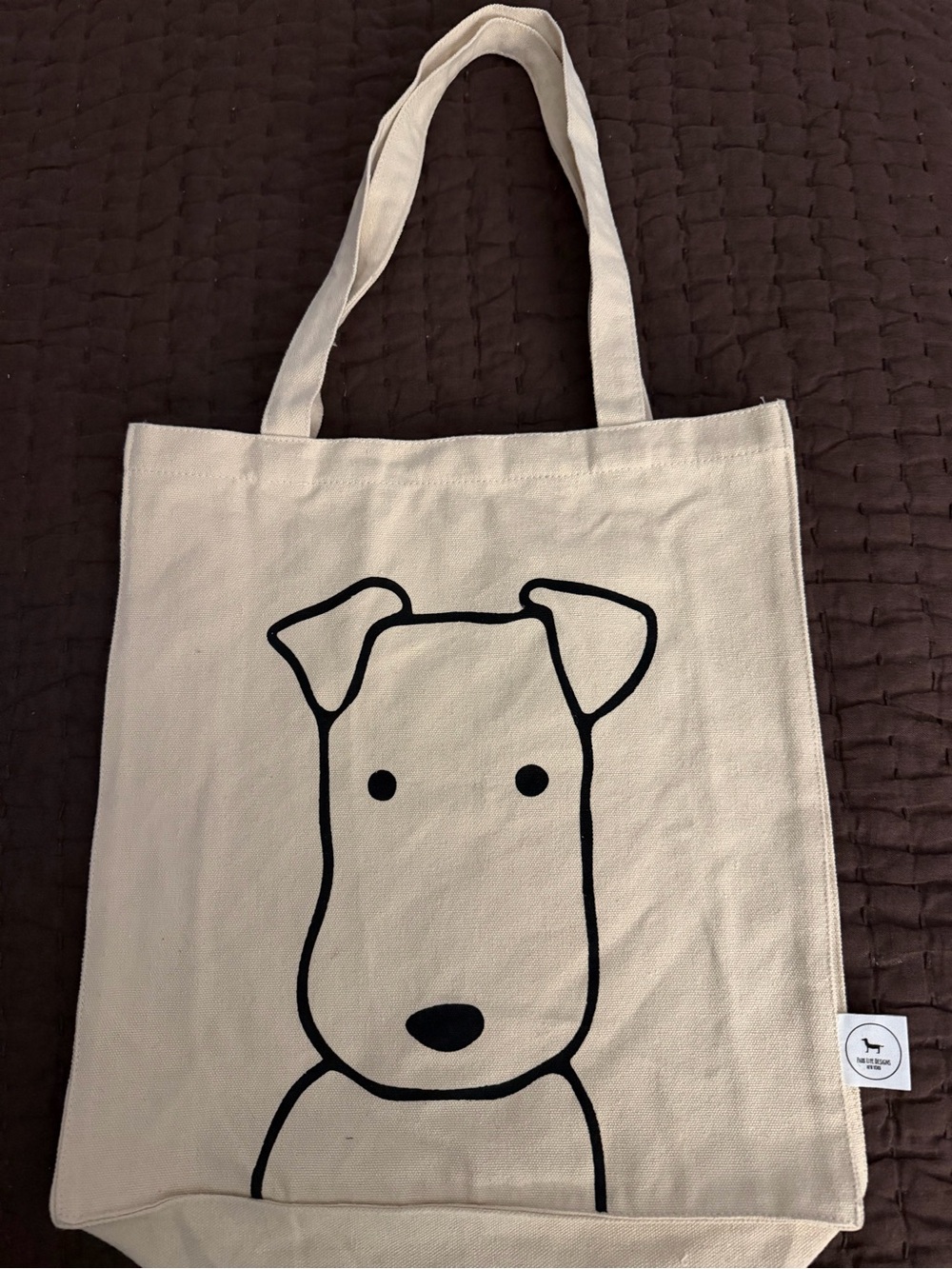 Park Life Designs Charlie Cotton Tote Bag, Cream, 15" Height, Pet Accessories